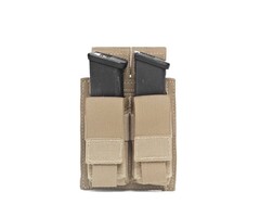 WARRIOR ASSAULT SYSTEMS DIRECT ACTION DOUBLE DA 9MM PISTOL POUCH - COYOTE