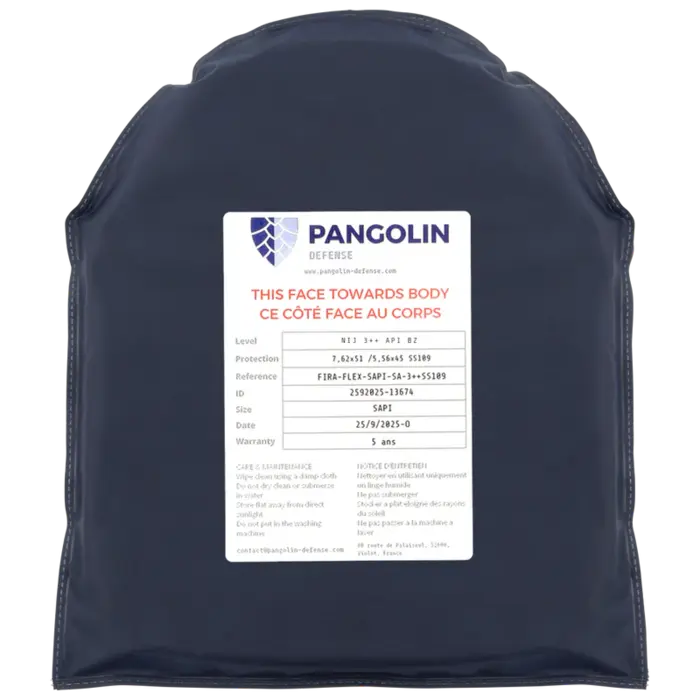 PANGOLIN DEFENSE® FLEXIBLE BALLISTIC PLATE – NIJ 3++ API BZ / VPAM 8