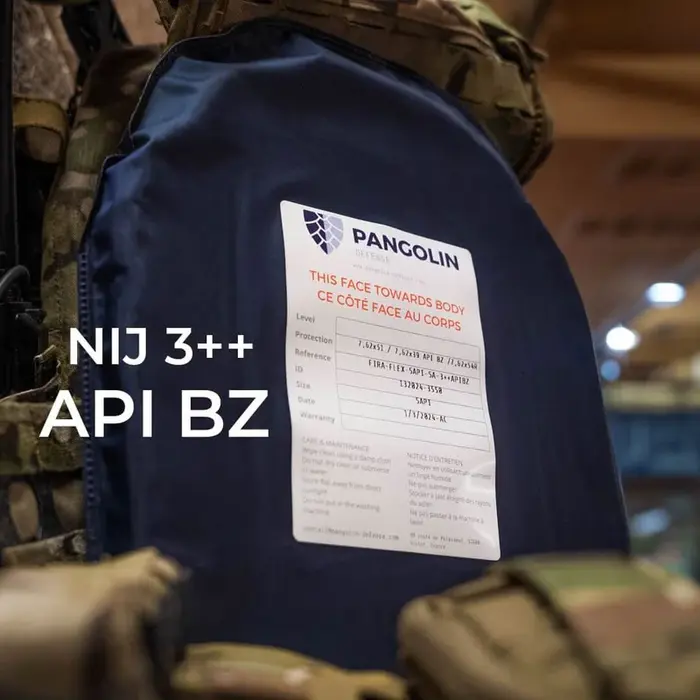 PANGOLIN DEFENSE® FLEXIBLE BALLISTIC PLATE – NIJ 3++ API BZ / VPAM 8