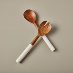 Be Home White Marble & Wood Serving Set