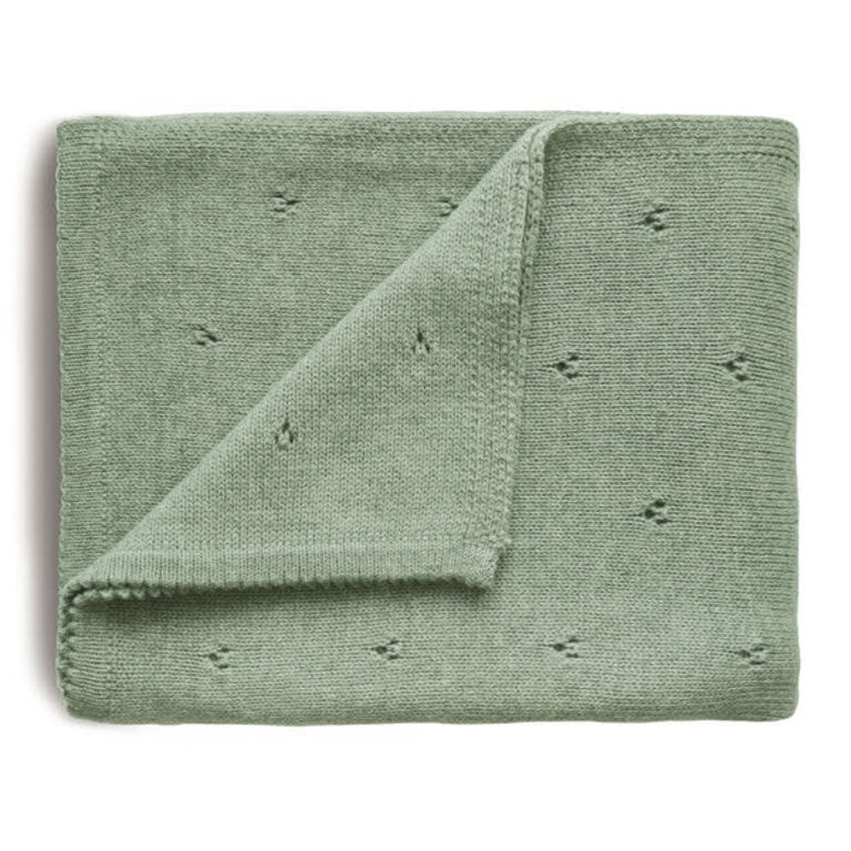 Mushie Mushie Blanket - Pointelle sage