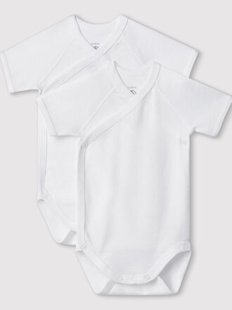 Petit Bateau Petit Bateau 2 bodies korte mouw overslag - Wit