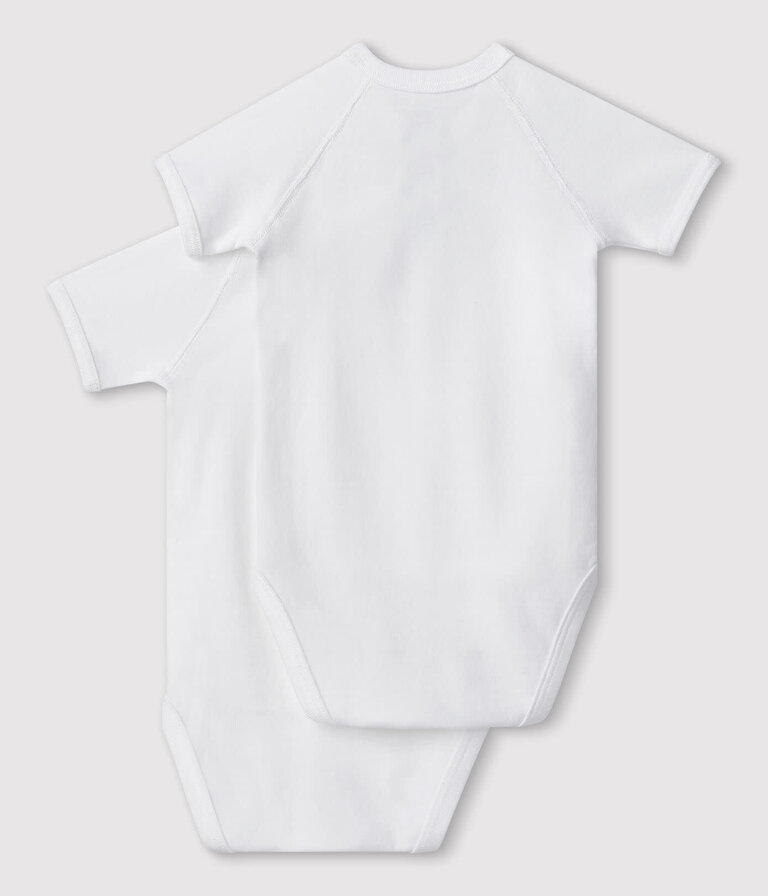 Petit Bateau Petit Bateau 2 bodies korte mouw overslag - Wit