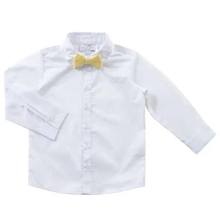 Natini Natini shirt pierrot bow - White/Geel