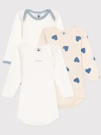 Petit Bateau Petit Bateau 3 body's - Blauw