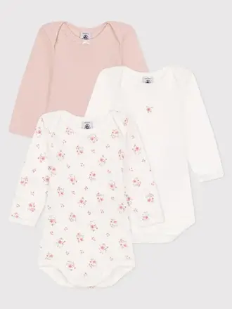 Petit Bateau Petit Bateau 3 body's - Roze flower