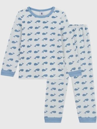 Petit Bateau Petit Bateau Pyjama fluweel - Walvis blue
