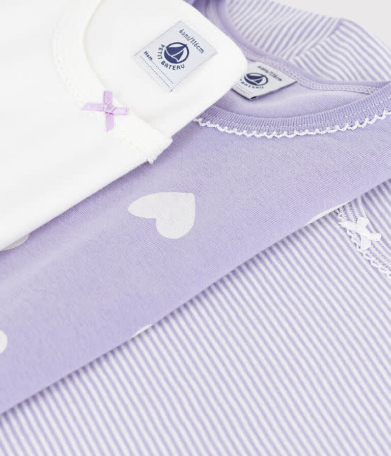Petit Bateau Petit Bateau 3 T-shirts - Lila