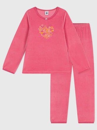 Petit Bateau Petit Bateau Pyjama fluweel - Roze
