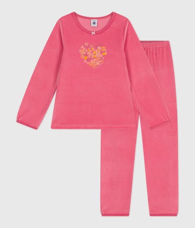 Petit Bateau Petit Bateau Pyjama fluweel - Roze