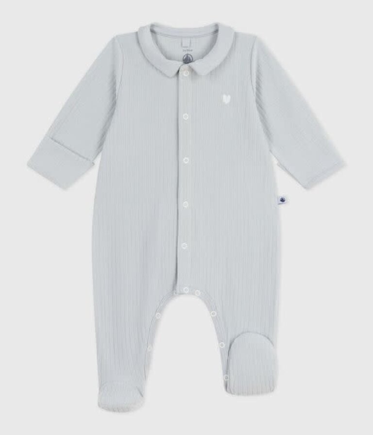 Petit Bateau Petit Bateau Pyjama Fluwelen - Blue Hart