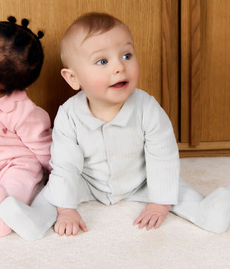 Petit Bateau Petit Bateau Pyjama Fluwelen - Blue Hart
