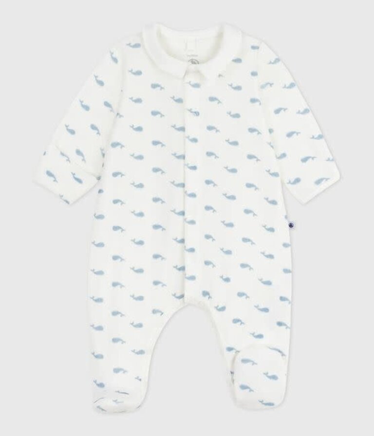 Petit Bateau Petit Bateau Pyjama Fluwelen - Walvis
