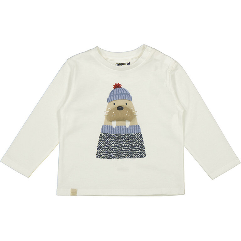 Mayoral Mayoral L/s t-shirt applique animal - Cream