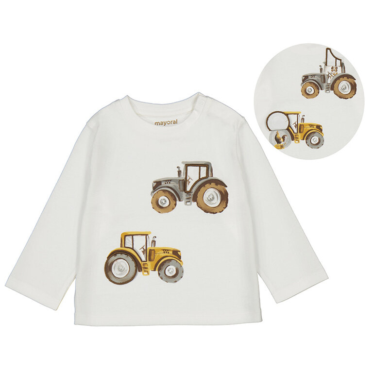 Mayoral Mayoral L/s Play tractor shirt - Cream