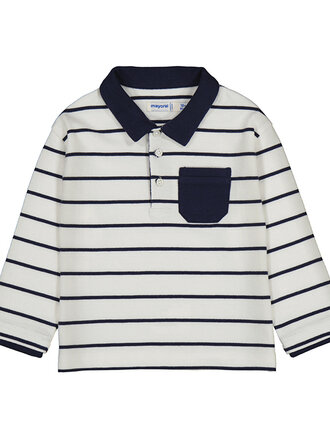 Mayoral Mayoral L/s polo - Cream-blue