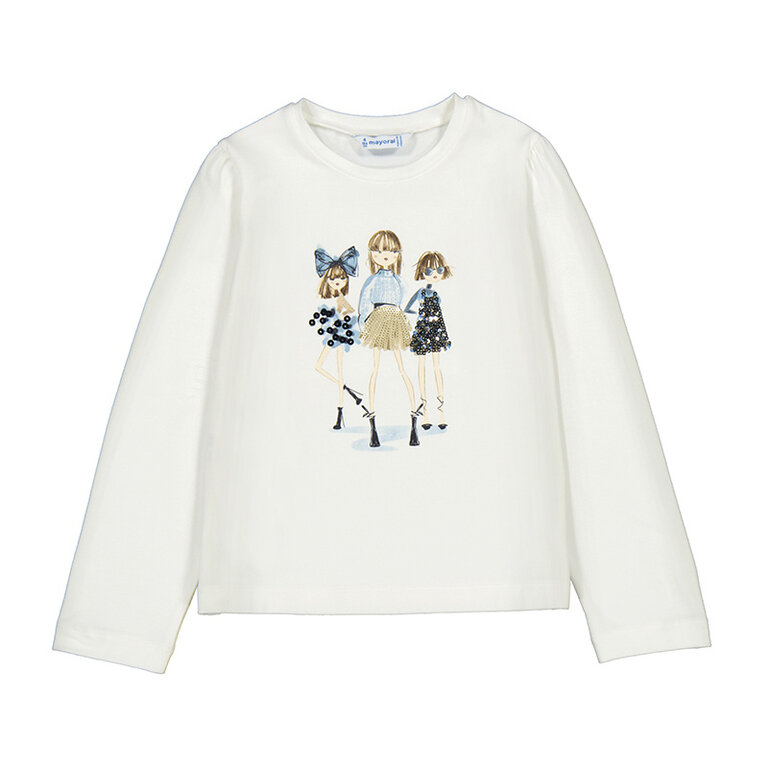 Mayoral Mayoral L/s shirt dress - Cream-Navy