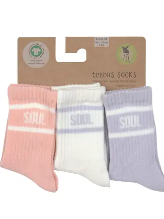 Lassig Lassig Kids Tennis Socks GOTS 3 pcs - Peach/Pastel, Lilac