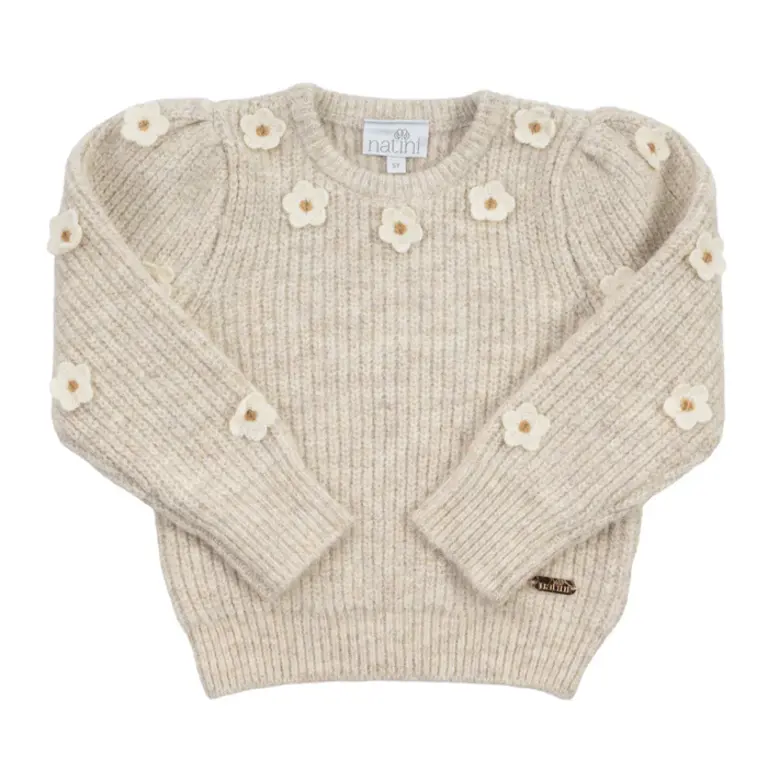 Natini Natini Pull Flowers - Light beige