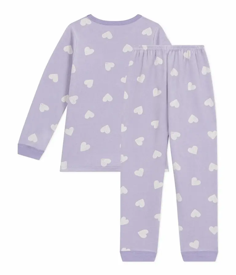 Petit Bateau Petit Bateau Pyjama fluweel - Lila Hart