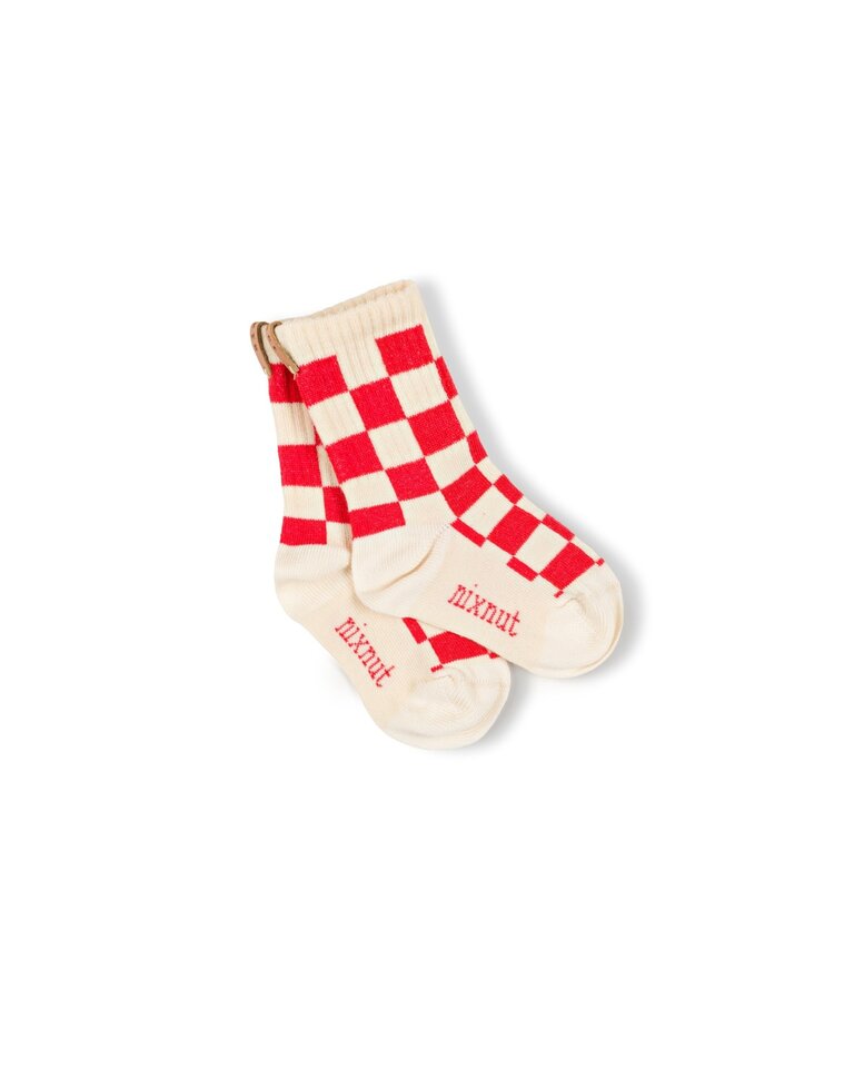 Nixnut Nixnut sock Checkered - Tomato