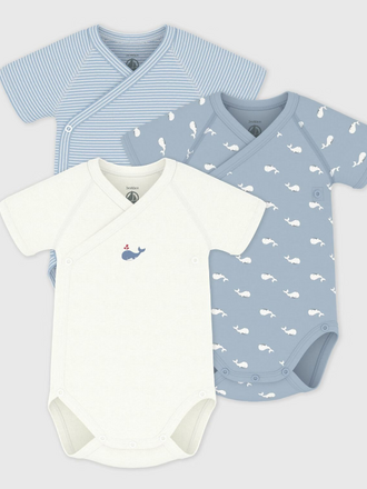 Petit Bateau Petit Bateau 3 body's - Blauw