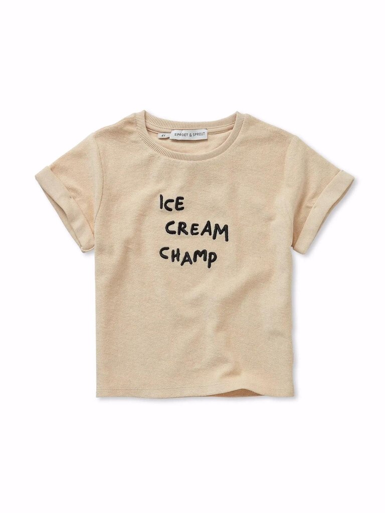 Sproet & Sprout Sproet & Sprout Terry T-shirt Ice Cream Champ - Sesame