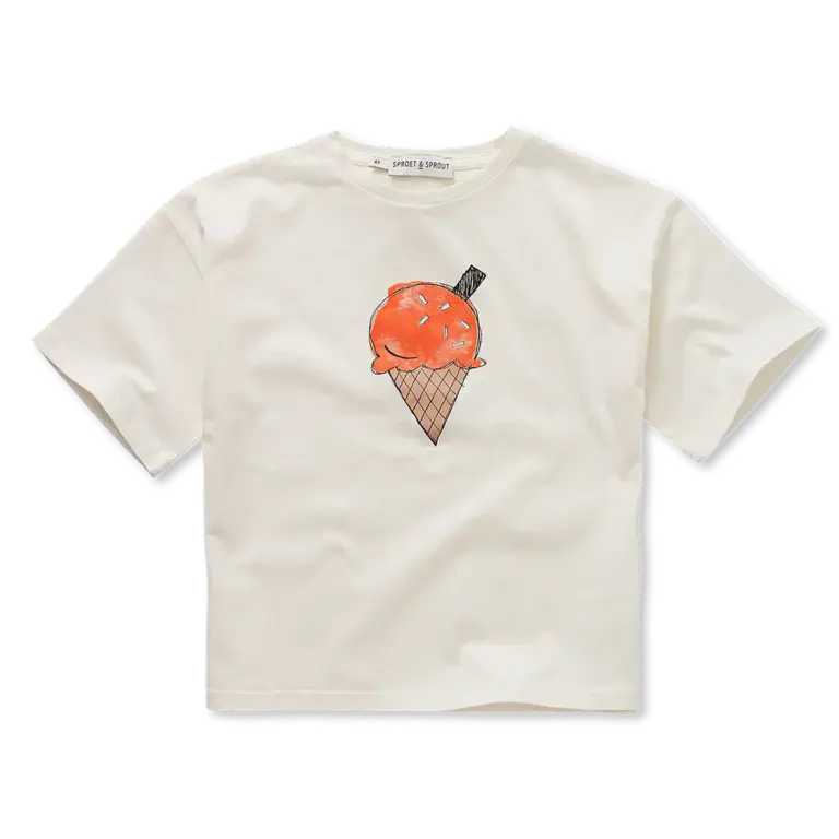 Sproet & Sprout Sproet & Sprout T-shirt Ice Cream Print - Off-White