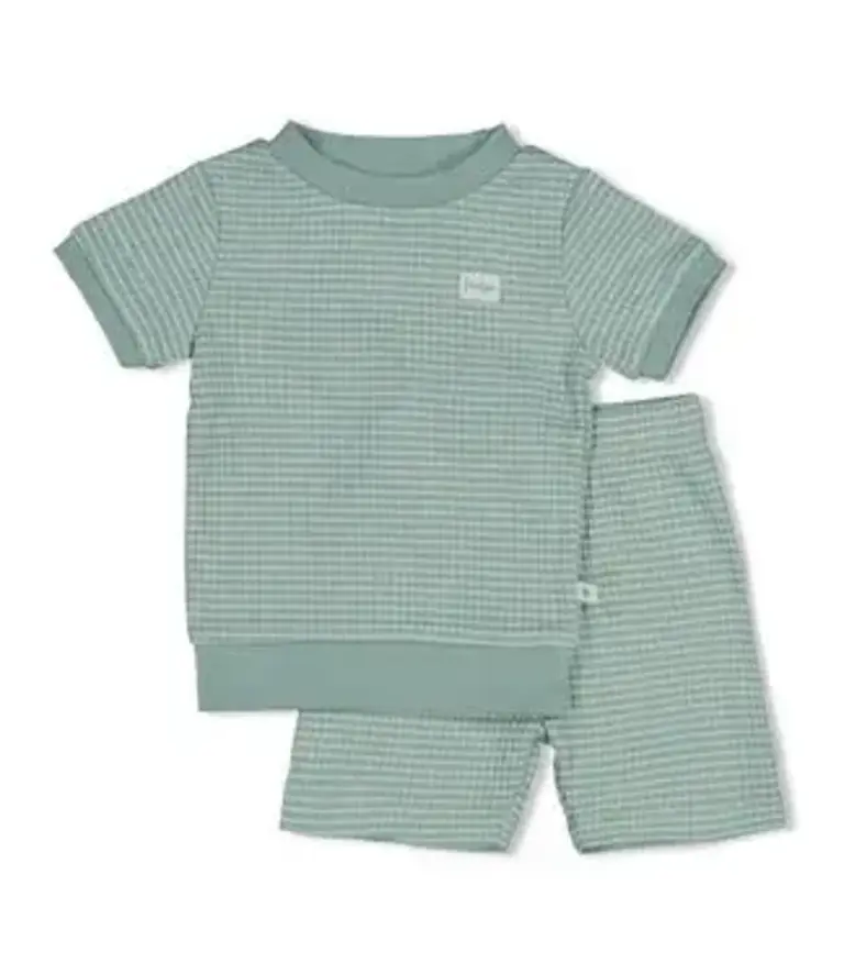 Feetje Feetje Wafel Pyjama kort - zeegroen