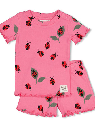Feetje Feetje Wafel Pyjama kort - Lily ladybug Pink