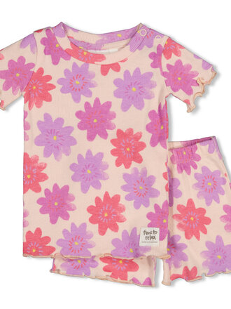 Feetje Feetje Wafel Pyjama kort - Lilac Bibi Bloom