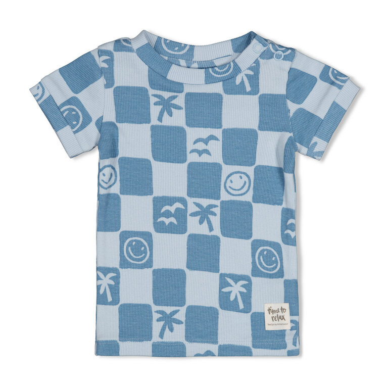 Feetje Feetje Wafel Pyjama kort - Blauw Check