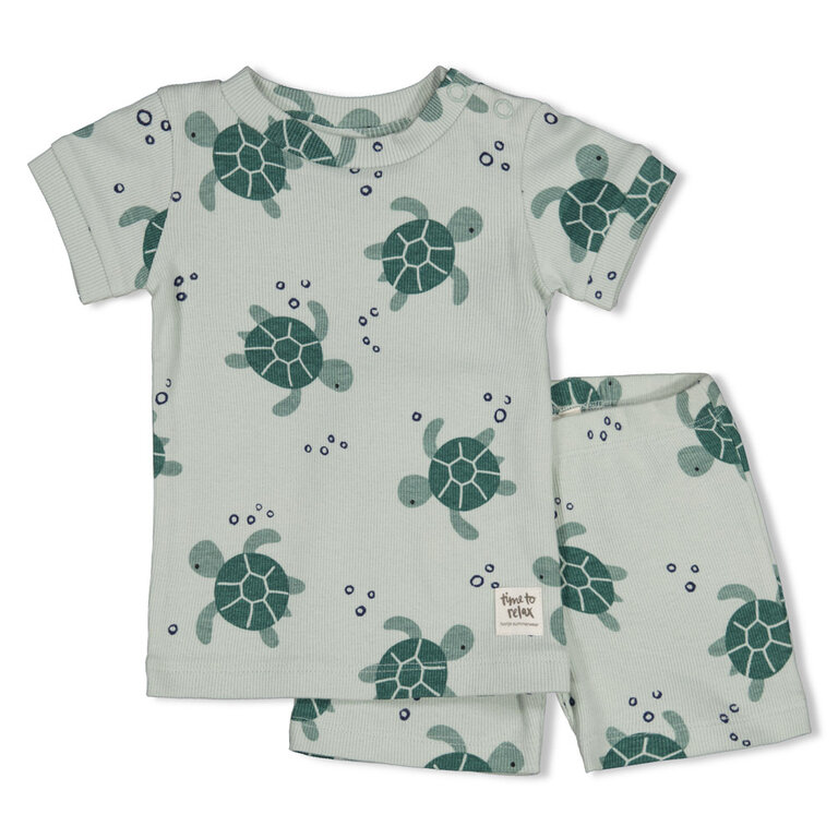 Feetje Feetje Wafel Pyjama kort - Mint Schildpad