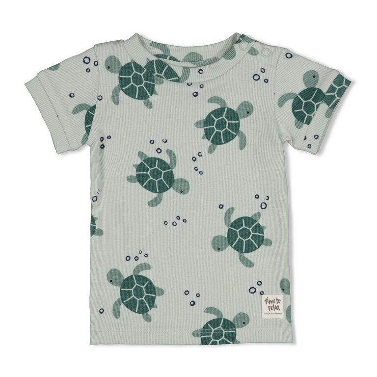Feetje Feetje Wafel Pyjama kort - Mint Schildpad