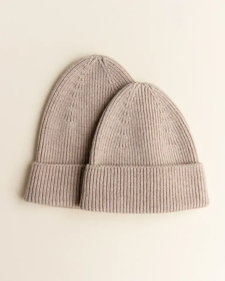 Hvid Hvid Beanie - Sand