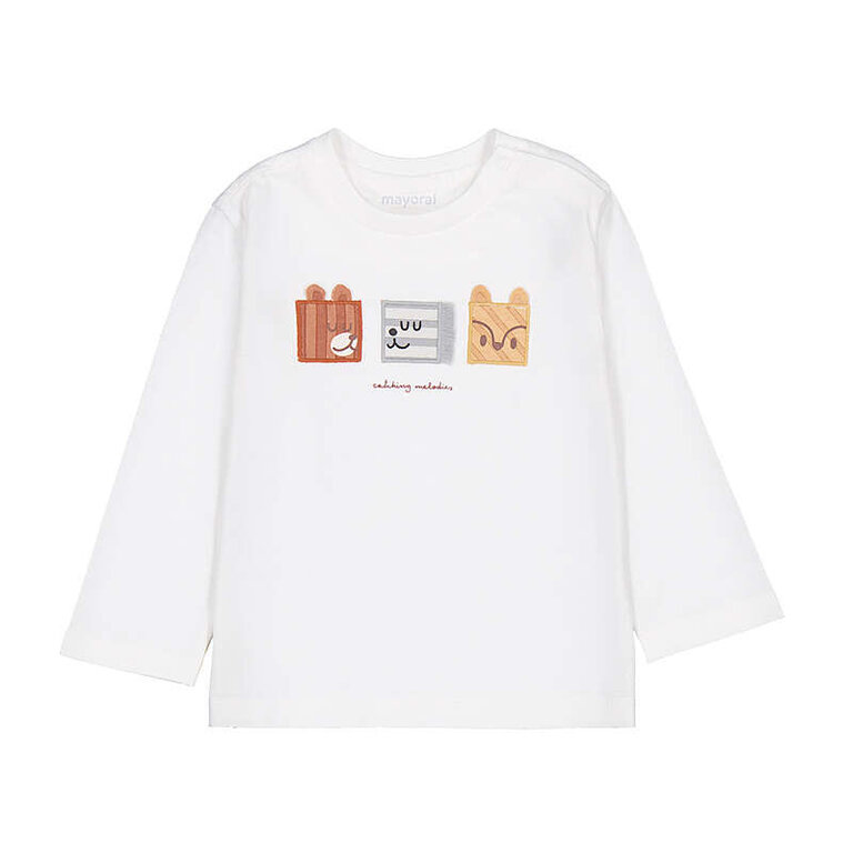 Mayoral Mayoral L/s t-shirt faces             - Cream