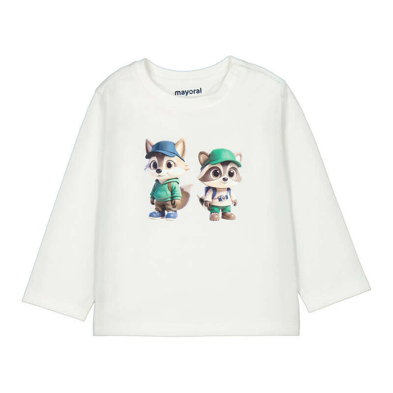 Mayoral Mayoral L/s t-shirt friends           - Cream
