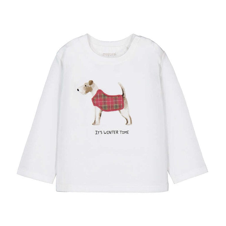 Mayoral Mayoral L/s t-shirt applique play     - Cream