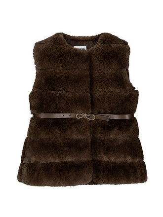 Mayoral Mayoral Fur vest with belt            - Coffee