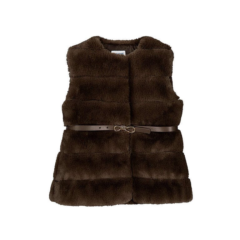 Mayoral Mayoral Fur vest with belt            - Coffee