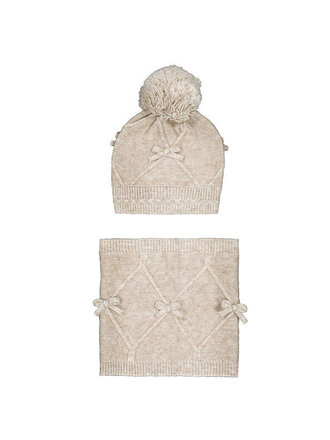 Mayoral Mayoral Bow hat & scarf set           - Beige vigo