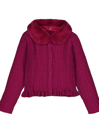 Mayoral Mayoral Faux fur collar cardigan      - Raspberry