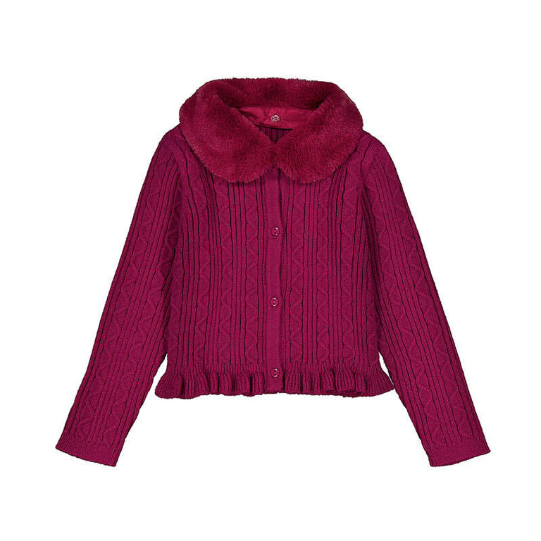 Mayoral Mayoral Faux fur collar cardigan      - Raspberry
