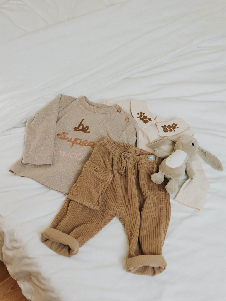 Snugg Snugg longsleeve embroidered flowers - Almond