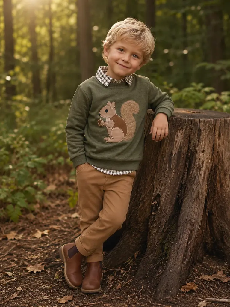 Natini Natini SWEATER SQUIRREL - GREEN