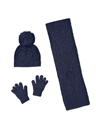 Mayoral Mayoral 3D flower hat & scarf set     - Navy