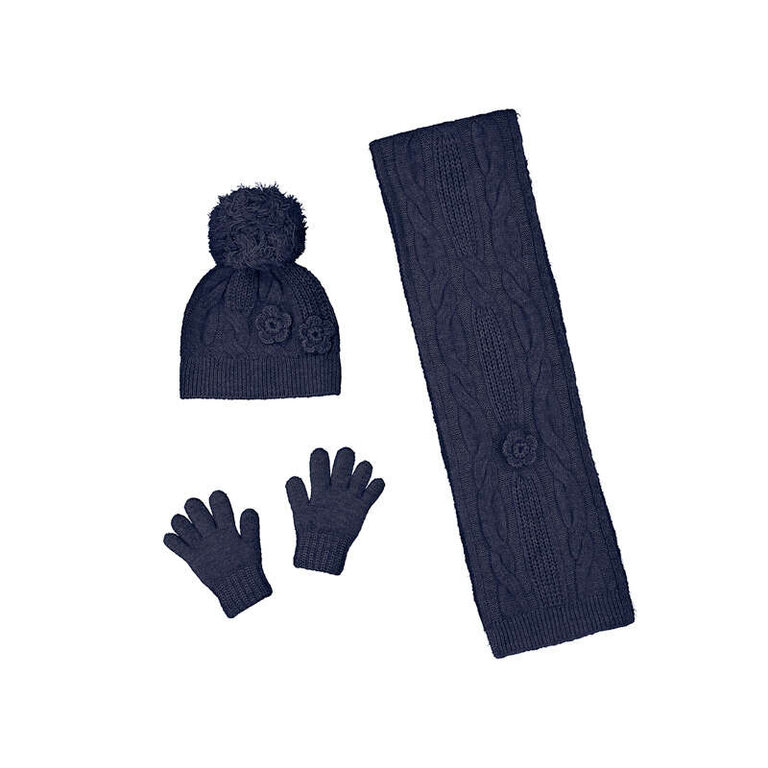 Mayoral Mayoral 3D flower hat & scarf set     - Navy