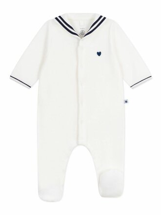 Petit Bateau Petit Bateau Pyjama effen Fluweel - Kraag