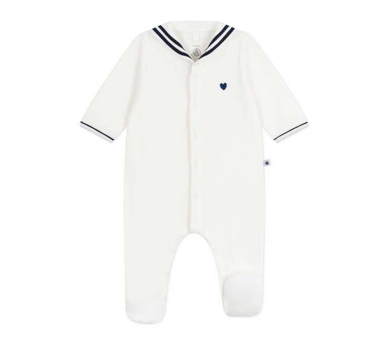 Petit Bateau Petit Bateau Pyjama effen Fluweel - Kraag