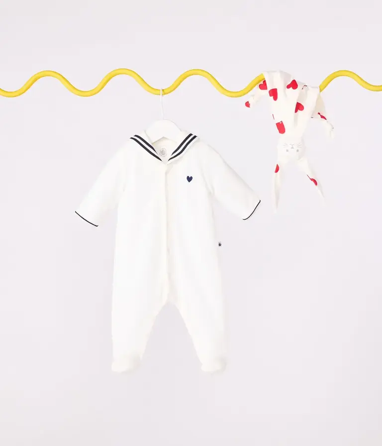 Petit Bateau Petit Bateau Pyjama effen Fluweel - Kraag